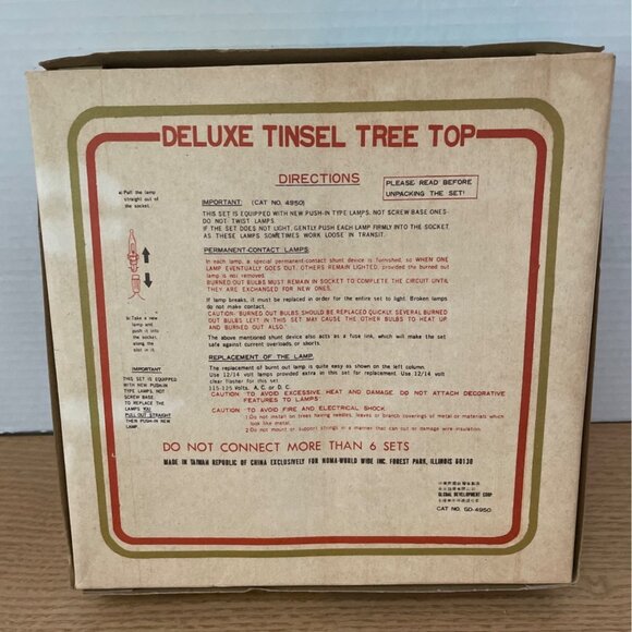 Vtg Noma Deluxe Tinsel Tree Top 10 Lights Twinkling / Non Twinkling Original Box - Picture 6 of 6